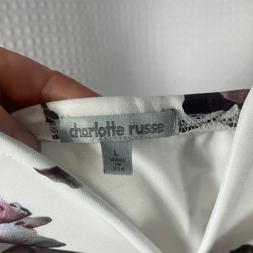 Charlotte Russe White and Black Floral Strapless Dress- size L - Picture 2 of 9